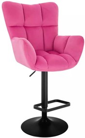 LuxuryForm DESIGN Barové kreslo AURORA VELUR na čiernom tanieri - tmavo ružové