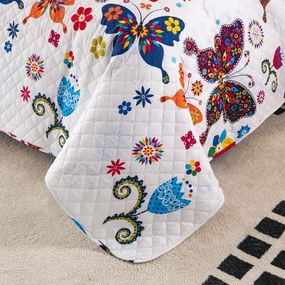 Prehoz na posteľ FAREBNÝ MOTÝĽ biely Rozmer: 170 x 210 cm