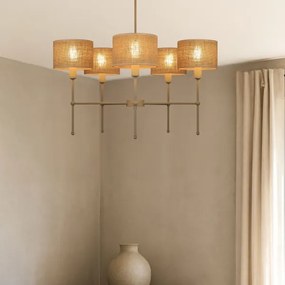 Luster na tyči MADELA 5xE14/40W/230V juta/béžová