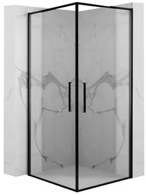 Rea Abra Matte, 2-krídlový sprchový kút 90 (dvere) x 90 (dvere) x 195 cm, 6mm číre sklo, čierny profil, REA-K5502