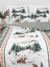Vianočné bavlnené obliečky Renforcé - Medvede v zime