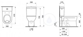 LAUFEN Pro WC kombi misa, 670 mm x 360 mm, biela H8249590000001