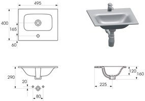 Cersanit Moduo SET, závesná skrinka 50x40x57 cm + umývadlo 50cm, antracitová matná, S801-471-DSM