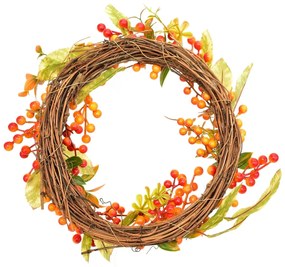 Prútený veniec s umelými jarabinami, 35 cm