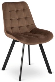 Jedálenská stolička RICK so zamatovým poťahom, hnedá