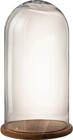 Hnedý drevený podnos so skleneným poklopom Bell Jar - Ø 33*60 cm