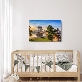 Obraz - Most cez rieku, Budapešť, Maďarsko (90x60 cm)