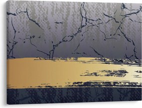 Obraz - Modrá a zlatá abstrakcia N⁰1 (70x50 cm)