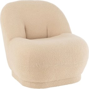 Béžová okrúhla stolička/ kresielko s opierkou Teddy Bouclé Beige - 78*88*72 cm