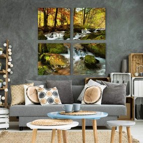 Manufakturer -  Štvordielny obraz Vodopád v jesennom lese