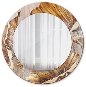 Okrúhle ozdobné zrkadlo Zlaté listy fi 50 cm