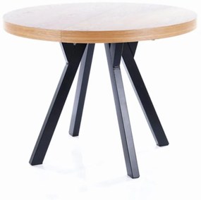 Rozkladací jedálenský stôl DOMINGO, 100-250x76x100, dub/čierna