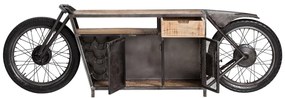 furniture-nabytek.cz - Masívny barový stôl Harlow Bike s motocyklovou konzolou a držiakom na fľaše, materiál kov a mango, lakovaný