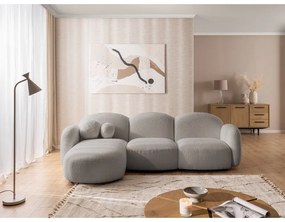 Sivá rohová pohovka z textílie buklé (ľavý roh/s leňoškou) Orbit – Ropez