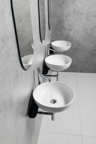 Sapho Tetris, nástenné okrúhle umývadlo s držiakom pre stojánkovú batériu vpravo, 415x140mm, biela, TZ420-02