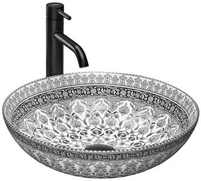 Rea Arte, keramické umývadlo na dosku 40x40 cm, tmavá šedá, REA-U8002