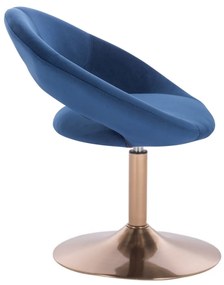LuxuryForm DESIGN Stolička NAPOLI VELUR na zlatom tanieri - modrá