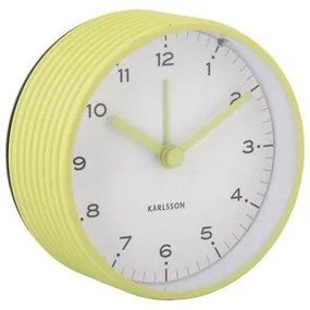 Dizajnový budík Karlsson 6010GR žltý, priemer 9 cm