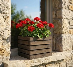 AMADEA Drevený obal s kvetináčom tmavý, 32x32x24cm Český výrobok