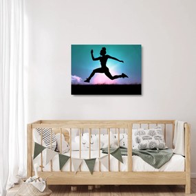 Sklenený obraz skákajúce siluety ženy (70x50 cm)
