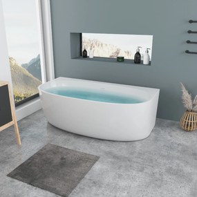 Erga Juliana, voľne stojaca vaňa ku stene 170x88 cm + odtoková zátka, biela lesklá, ERG-Juliana-170088-WH-WH