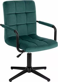 LuxuryForm DESIGN Otočná stolička VERONA BLACK VELUR na čiernom kríži - zelená