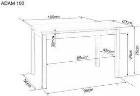 Jídelní stůl Adam 100 cm kašmír/dub cremona torro