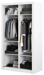 Šatníková skriňa s posuvnými dverami MELANY biela + zrkadlá 120 x 215 x 60 cm