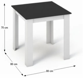 Kondela Jedálenský stôl KRAZ, 80x80, Biela/Čierna