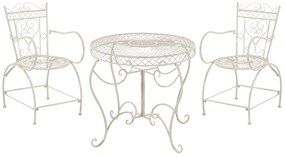 Súprava kovových stoličiek a stola Sheela (SET 2+1) - Krémová antik