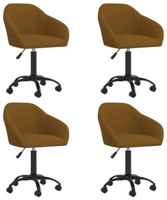 Otočné jedálenské stoličky 4 ks hnedé zamatové