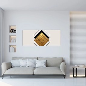Obraz - Abstrakcia zlatá a biela N⁰1 (120x50 cm)