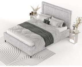 Svetlosivá čalúnená dvojlôžková posteľ s úložným priestorom s roštom 180x200 cm Baleine – Maison de Rêve