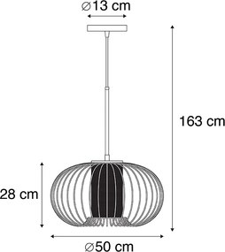 Dizajnové závesné svietidlo zlaté s čiernou 50 cm - Marnie