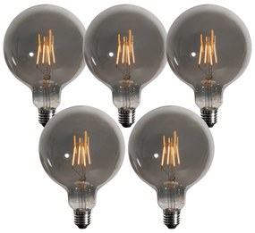 Sada 5 stmievateľných LED žiaroviek E27 dymová G125 4W 130 lm 1900K