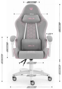 Herná stolička HC-1008 2.0 s ergonomickými vankúšmi - sivo-ružová