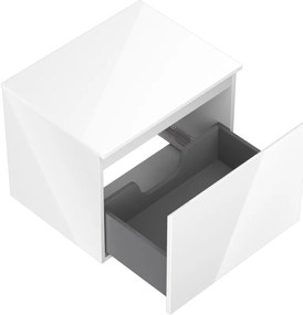 Mexen Orio, kúpeľňová skrinka 60 cm s hornou časťou, 1 zásuvka, biela lesklá, 91A10-06047-1-BFC00