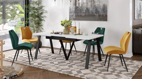 AVERY Biela matná / čierna spodná časť - LOFTOVÝ / PRIEMYSELNÝ STÔL DO OBÝVAČKY/ JEDÁLNE ROZKLADACÍ DO 330 cm!