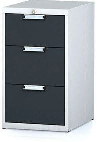 Dielenský zásuvkový box na náradie MECHANIC, 3 zásuvky, 480 x 600 x 840 mm, antracitové dvere