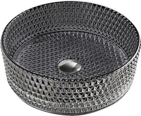 BPS-koupelny Sklenené umývadlo na dosku HYD-BRT1-BL-PL-360 36x12 cm, platina lesk