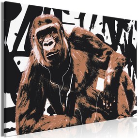 Artgeist Obraz - Pop Art Monkey (1 Part) Narrow Brown Veľkosť: 30x20, Verzia: Na talianskom plátne
