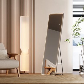 Mereo Mereo, zrkadlo hranaté 500x1700 mm, LED osvetlenie, závesné aj stojaté, čierny rám, MER-CN188