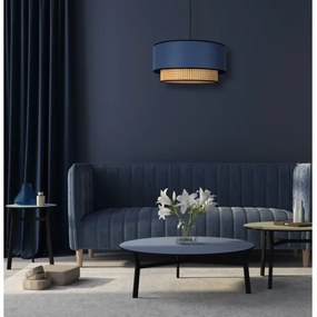 Duolla - Luster na lanku BOHO 1xE27/15W/230V pr. 45 cm modrá/ratan