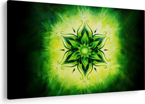 Obraz - Kvetinová mandala v zelenom pozadí (90x60 cm)