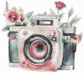 Gario Diamantové maľovanie Kvetinový fotoaparát 2 Rozmery: 50 x 50 cm, Rámovanie: Iba zrolované plátno, Diamanty: Štvorcové