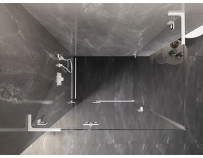 Mexen Lunar, L sklápací sprchový kút ľavý 90 x 80 cm, 8mm číre sklo, biely profil, 834L-090-080-20-00-L