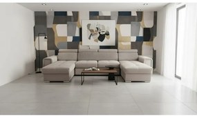 Rozkladacia sedacia súprava s univerzálnym rohom do U s úložným priestorom SALVADA béžová