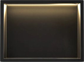 Rea Vstavaná kúpeľňová polica s LED osvetlením 45x30 cm, čierna