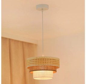 Brilagi - Luster na lanku CEDAR LUNETA 1xE27/15W/230V pr. 25 ratan/hnedá/krémová