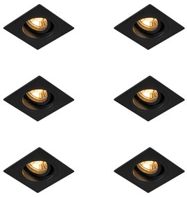 Sada 6 moderných zapustených bodových svetiel čierna 9,3 cm otočné a naklápacie - Chuck